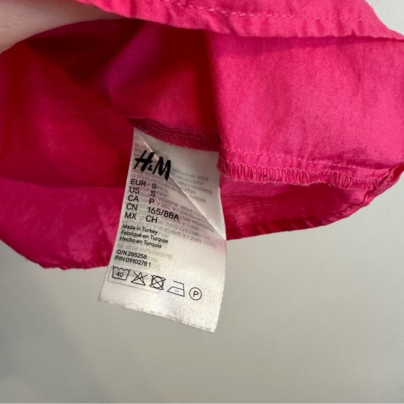 H&M | Hot Pink Puff Sleeve Tie Back Blouse Size Small - Picture 4 of 6